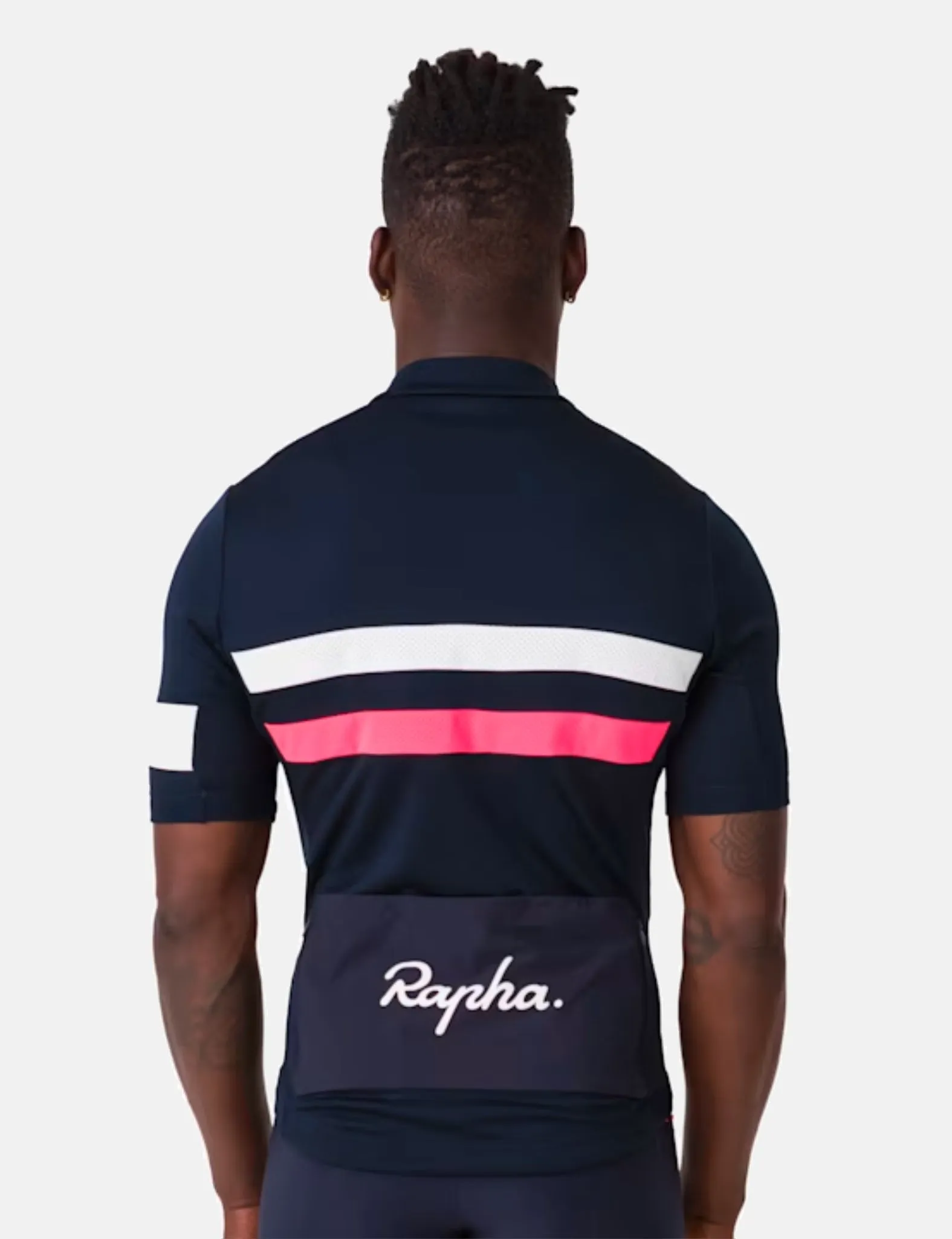 Rapha Men's Brevet Jersey - Dark Navy Blue/High-Vis Pink/White sold by Article London product image thumbnail 3