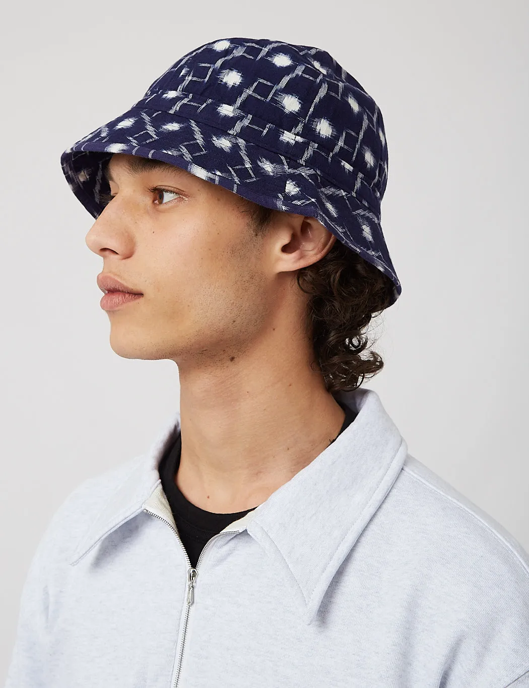 Universal Works Naval Hat (Handloom Ikat) - Indigo sold by Article London product image thumbnail 3