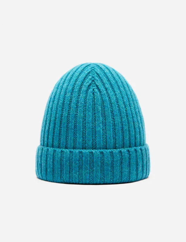 Bhode Rib Beanie Hat (Lambswool) - Barracuda Blue sold by Article London