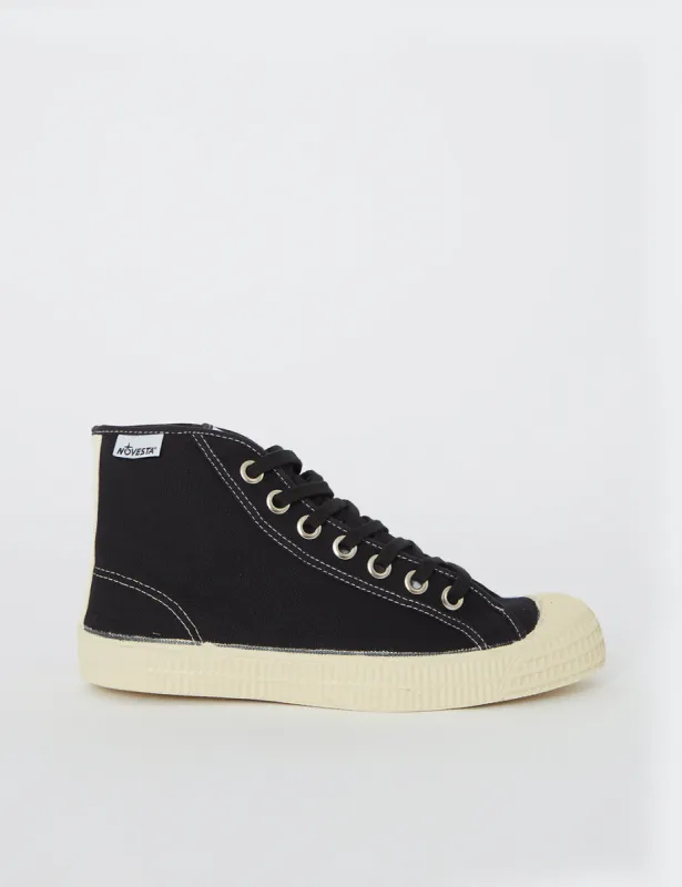 Novesta Star Dribble Contrast Stitch Trainers - Black/Beige/Ecru sold by Article London
