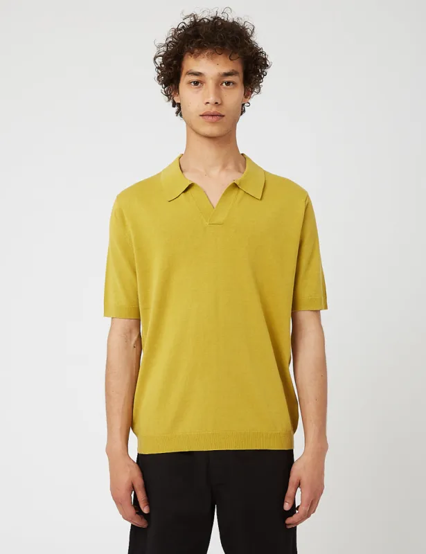 Norse Projects Leif Cotton Linen Polo Shirt - Chartreus Green sold by Article London