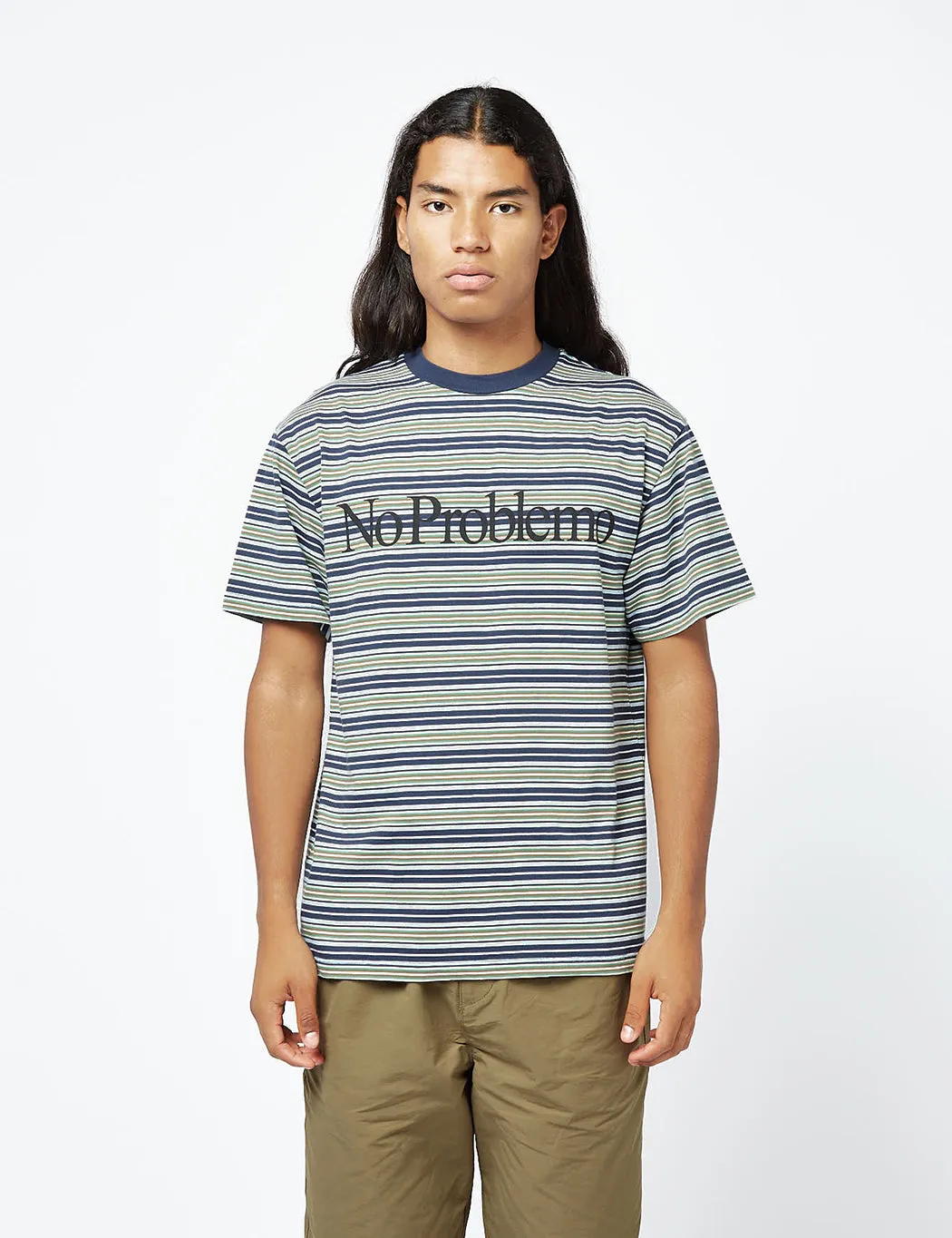 Aries Striped No Problemo T-Shirt - Blue Multi sold by Article London