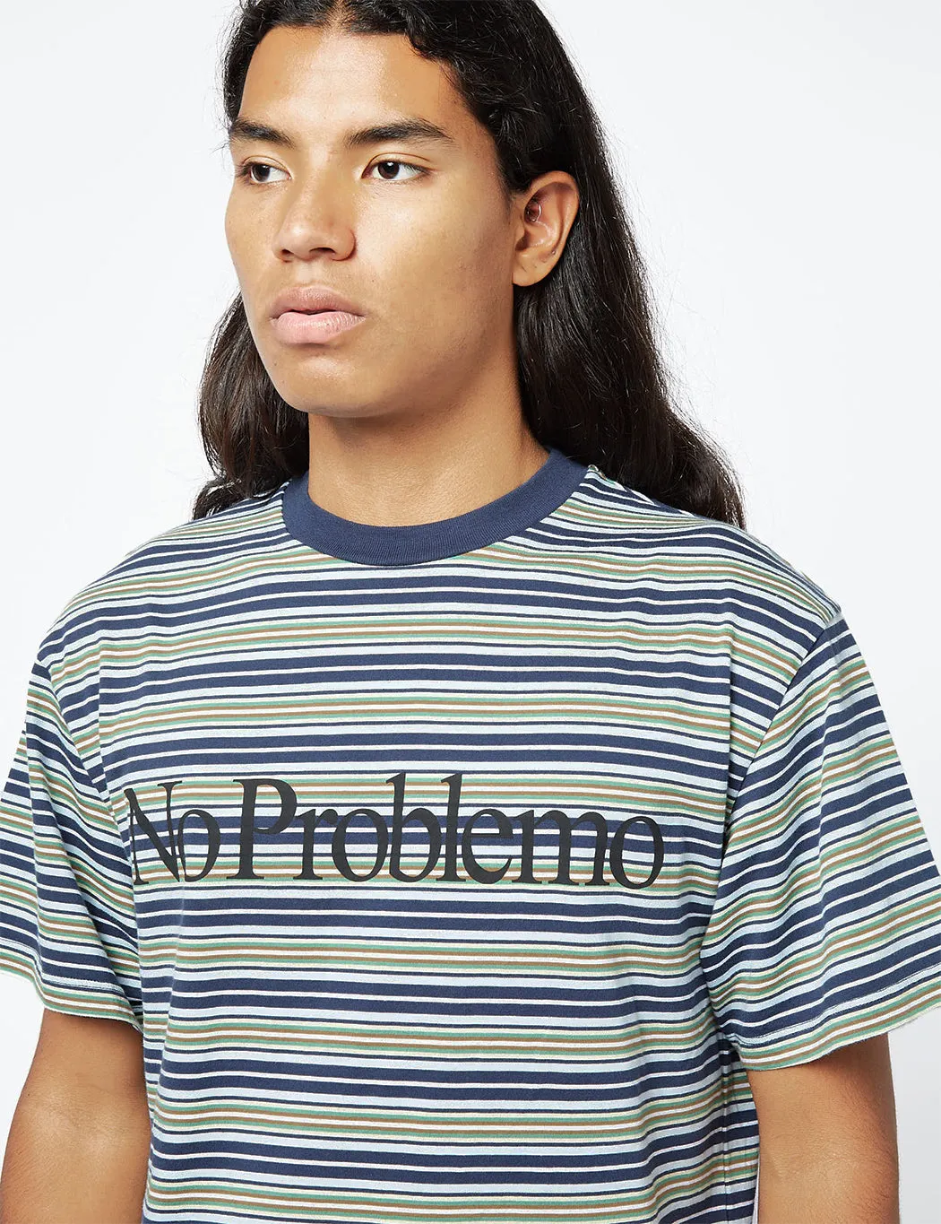 Aries Striped No Problemo T-Shirt - Blue Multi sold by Article London product image thumbnail 2