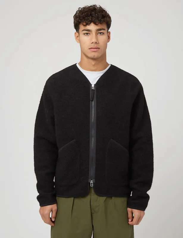 Universal Works Zip Liner Jacket (Wool Fleece) - Black sold by Article London