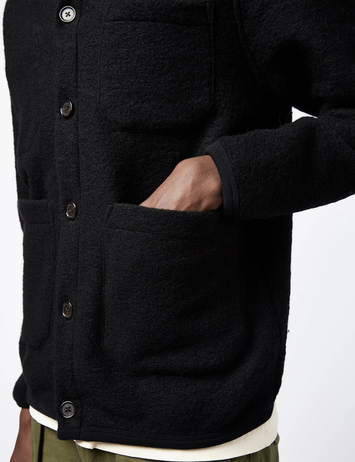 Universal Works Cardigan (Wool) - Black sold by Article London product image thumbnail 2
