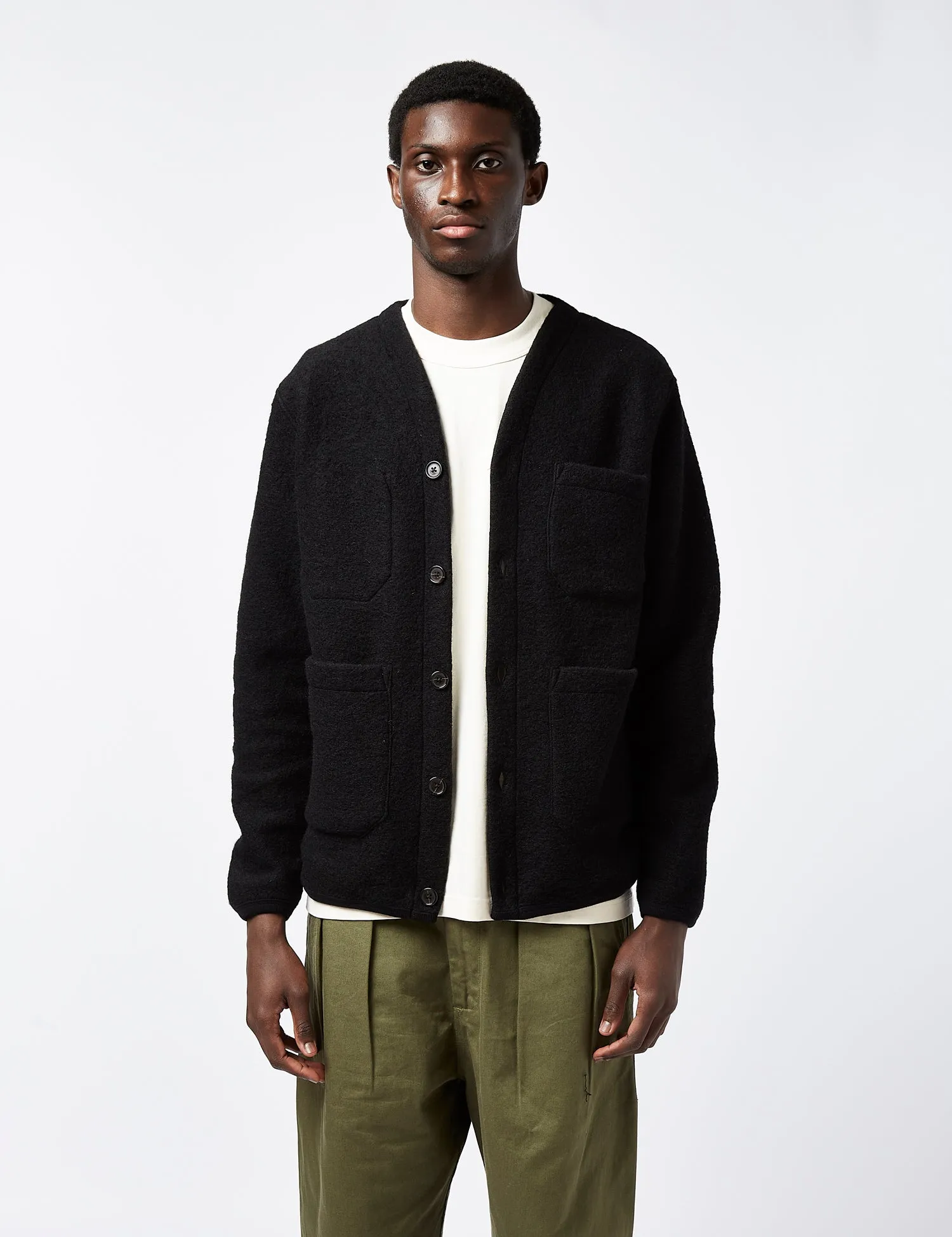 Universal Works Cardigan (Wool) - Black sold by Article London product image thumbnail 4