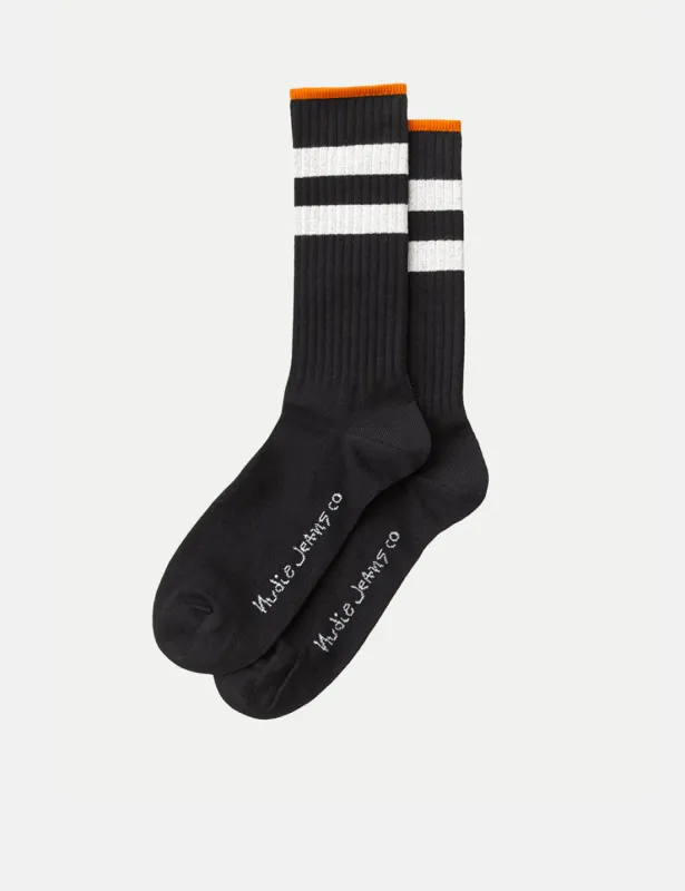 Nudie Amundsson Sport Socks - Black/White sold by Article London
