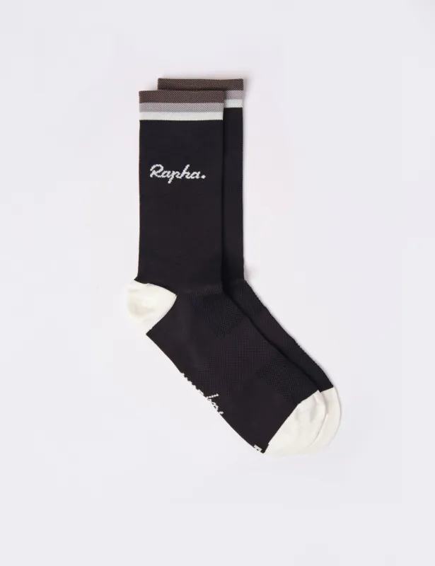 Rapha Logo Socks - Black/Grey/Carbon Grey made by Article London