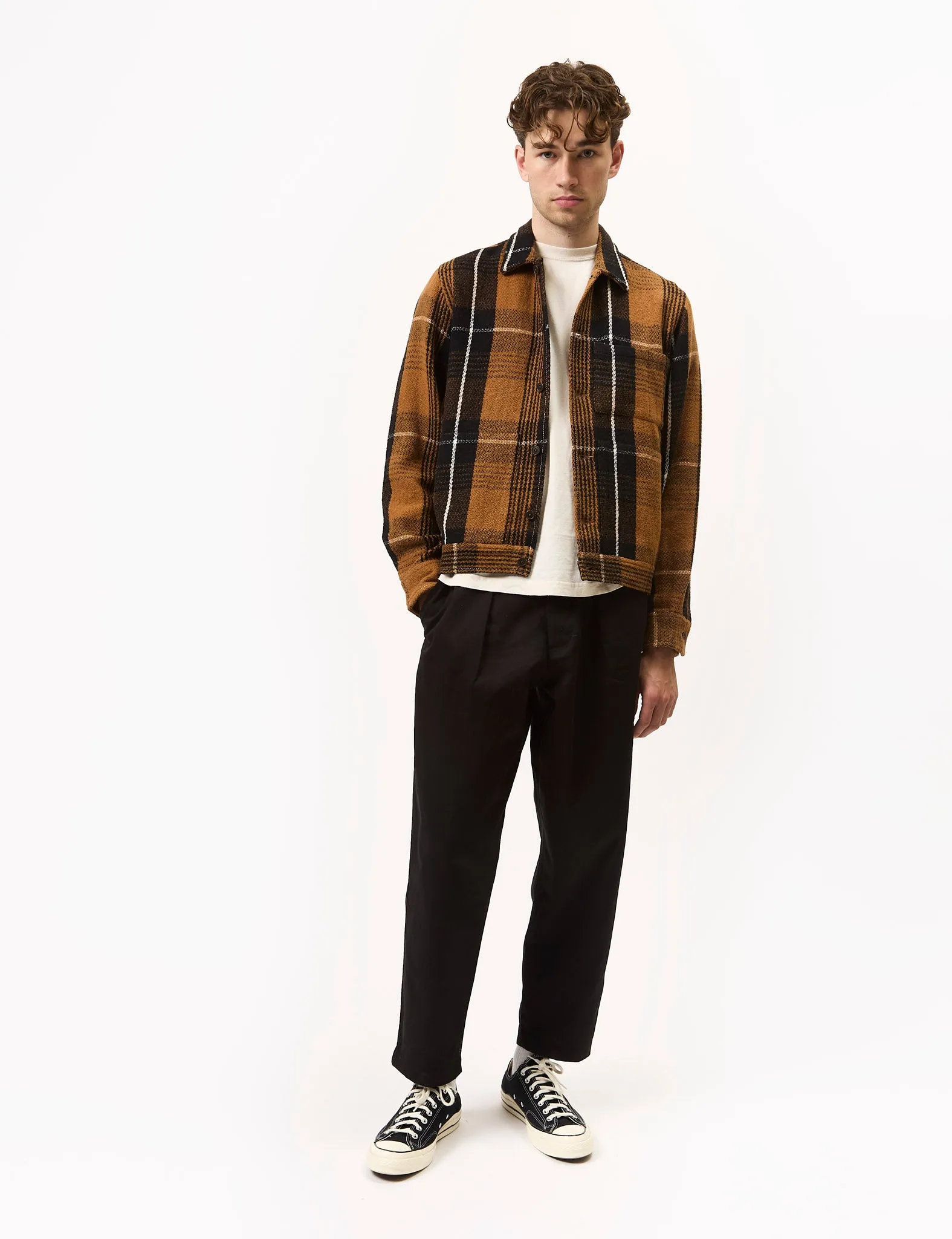 Universal Works Uniform Jacket (Earth II Check) - Brown sold by Article London product image thumbnail 2
