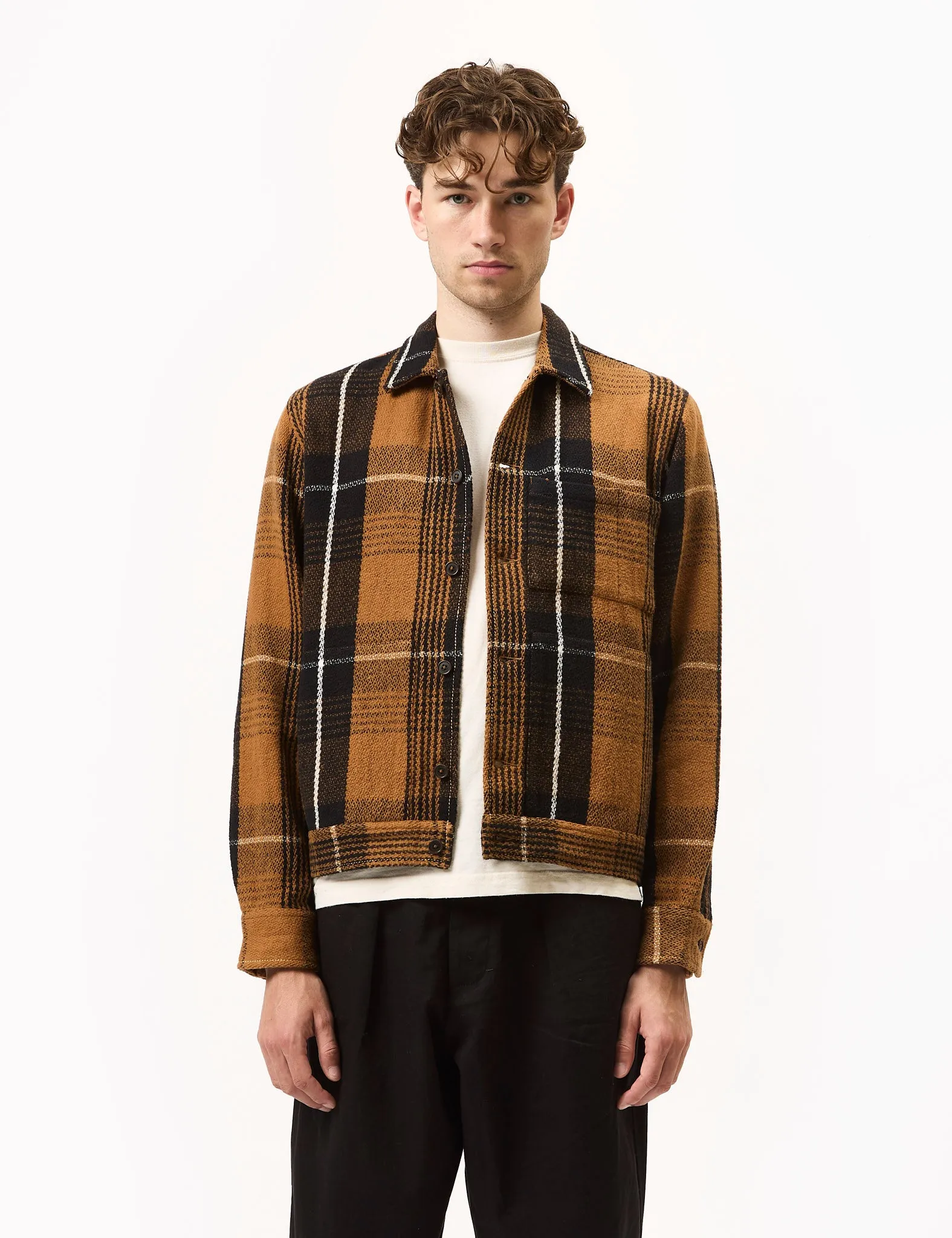 Universal Works Uniform Jacket (Earth II Check) - Brown sold by Article London product image thumbnail 3