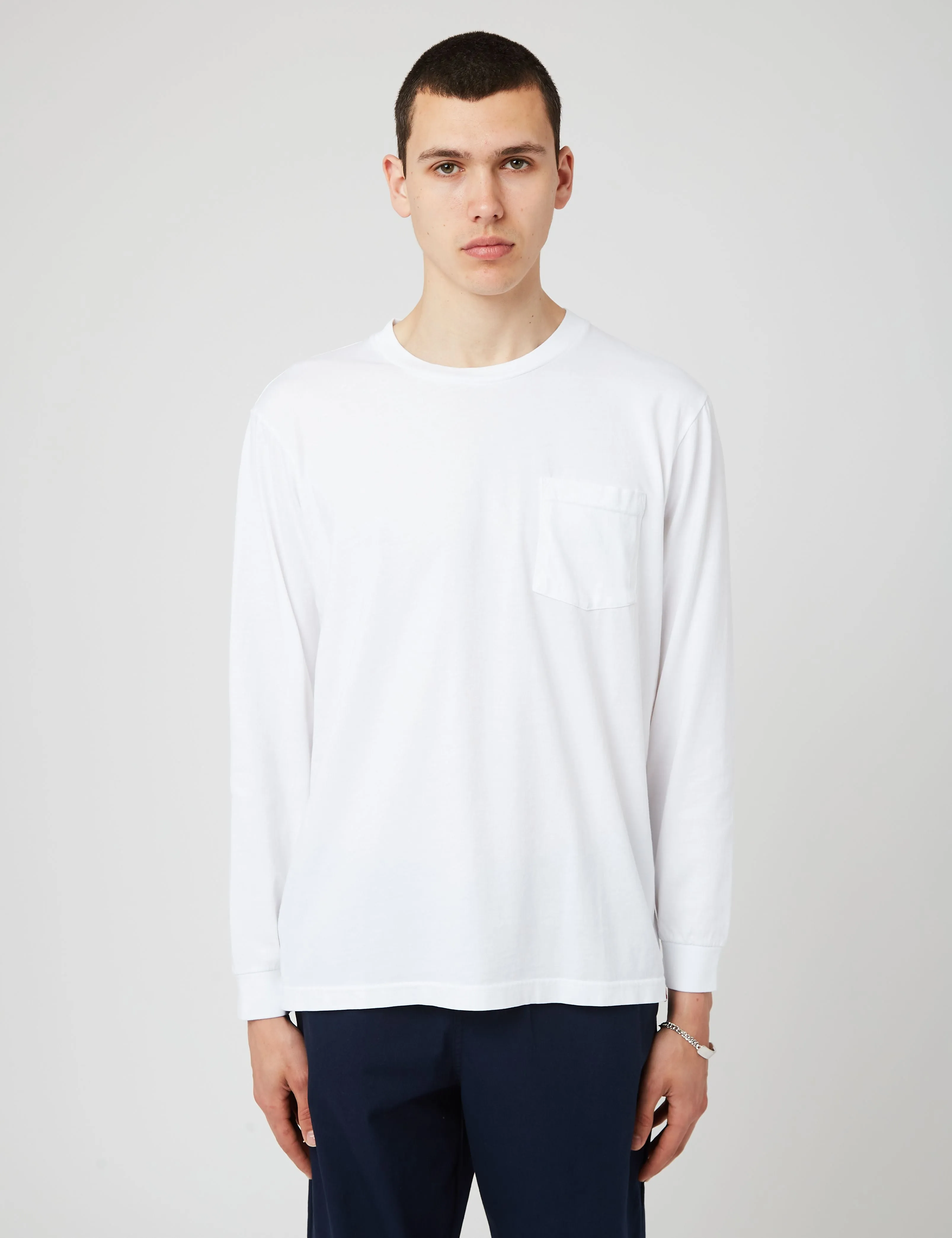 Battenwear Team Long Sleeve Pocket T-Shirt (5.5 oz.) - White sold by Article London