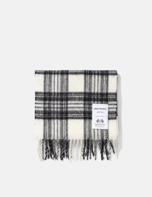 Norse Projects Moon Checked Lambswool Scarf - Magnet Grey sold by Article London