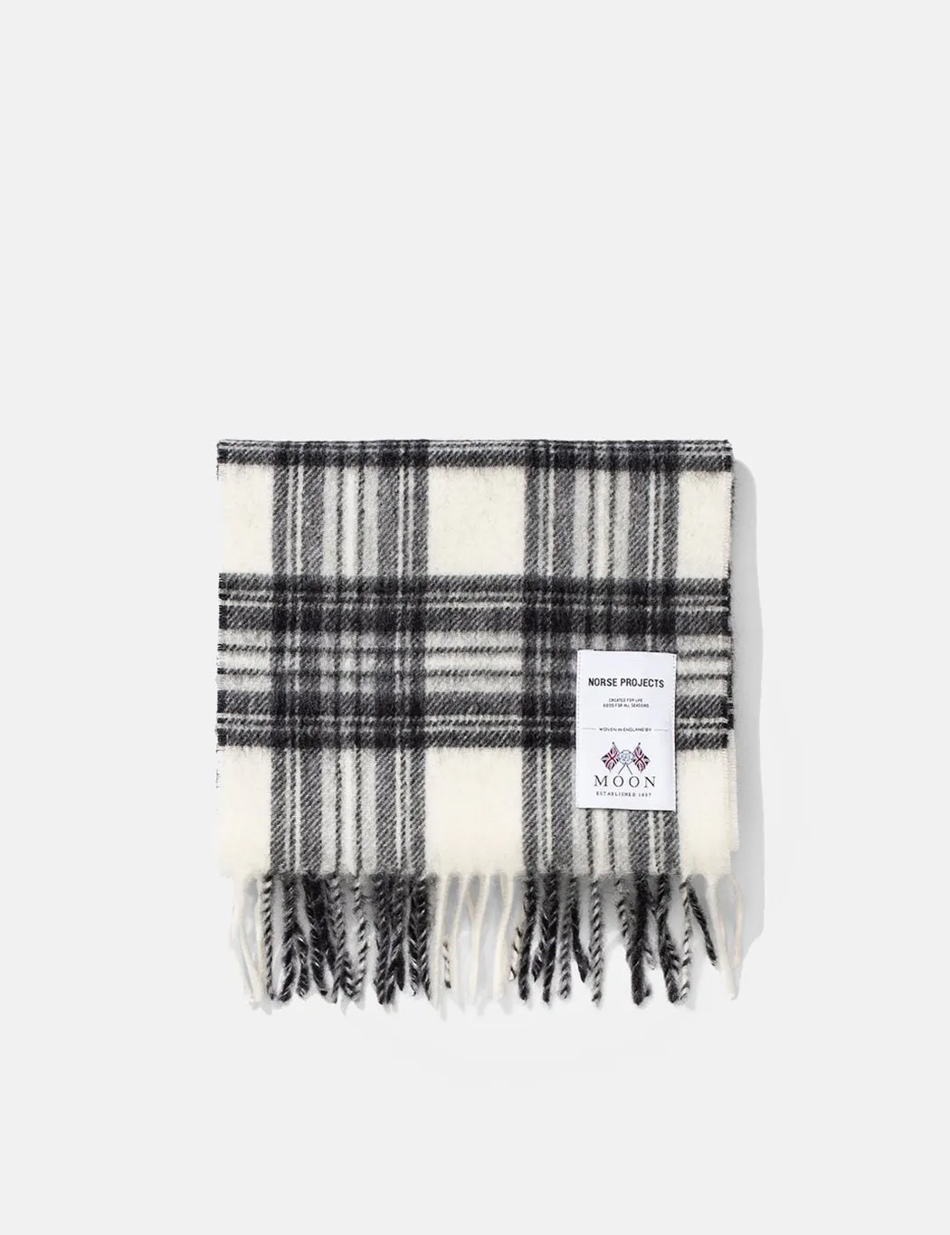 Norse Projects Moon Checked Lambswool Scarf - Magnet Grey sold by Article London