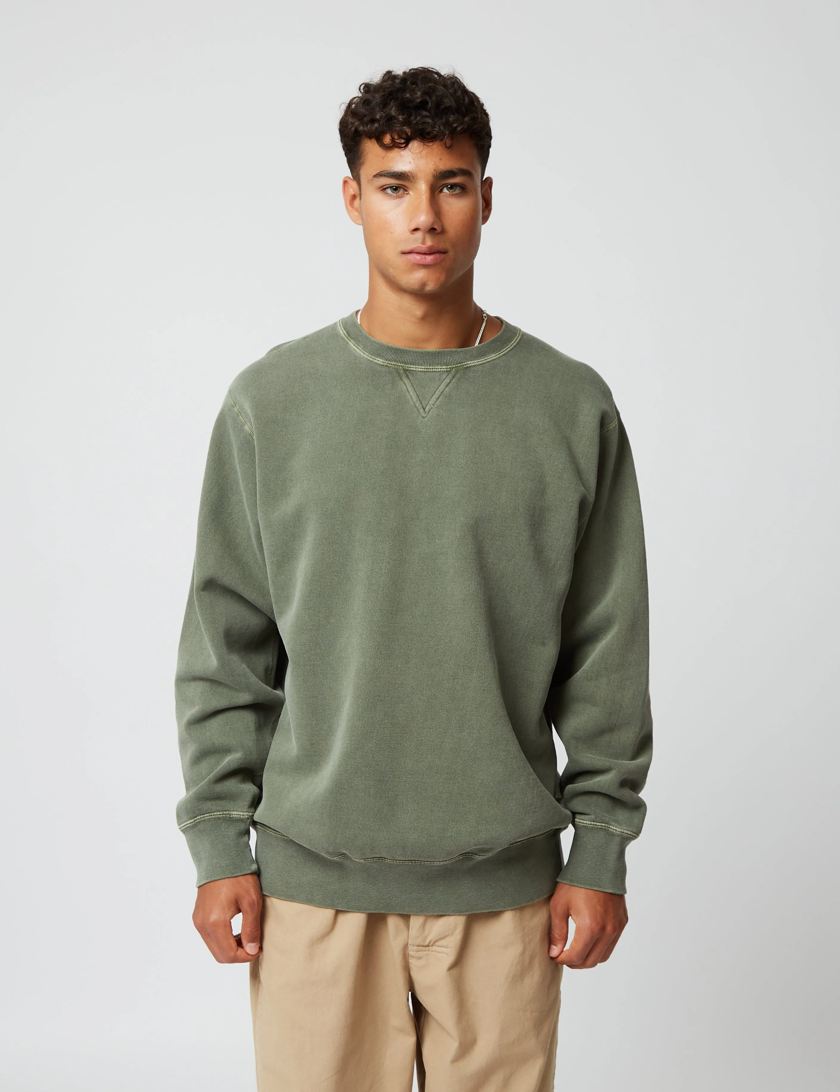 Bhode Pigment Dyed Crew Sweat (Organic/Canada Origin, 16oz) - Dusty Sage sold by Article London