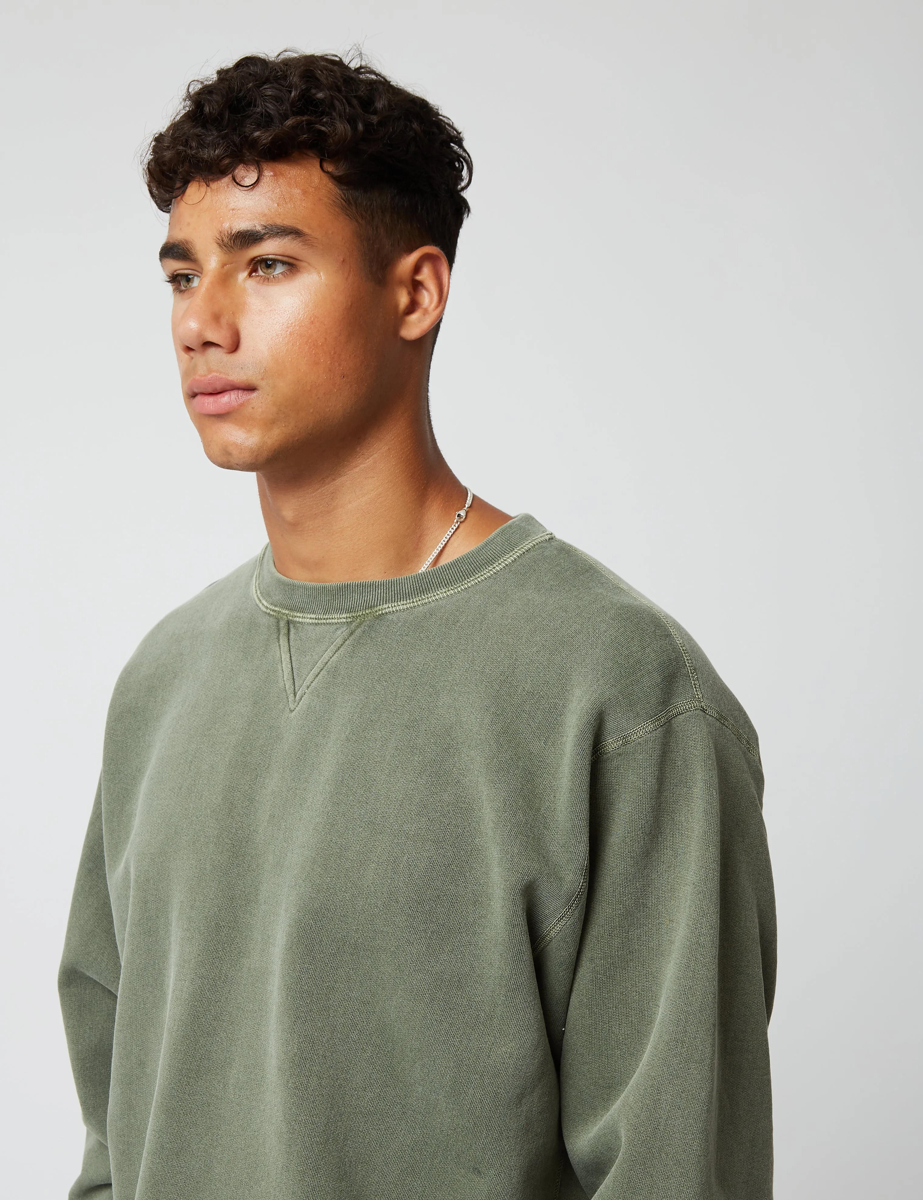Bhode Pigment Dyed Crew Sweat (Organic/Canada Origin, 16oz) - Dusty Sage sold by Article London product image thumbnail 2