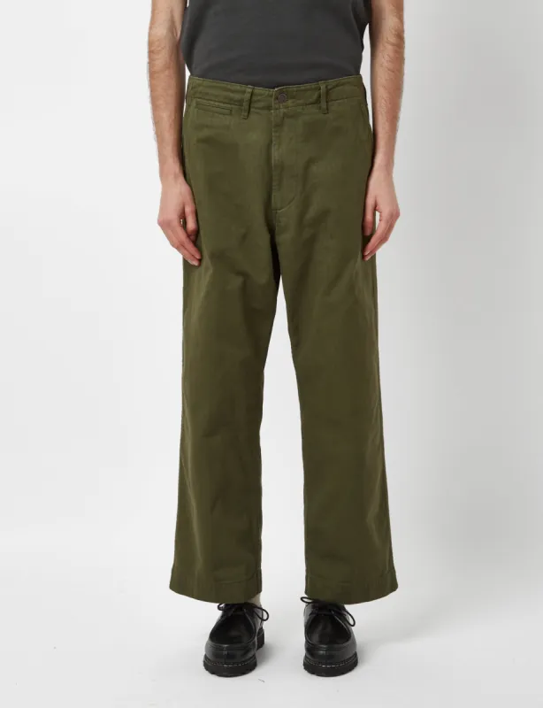Beams Plus MIL Trousers (Herringbone) - Olive Green sold by Article London