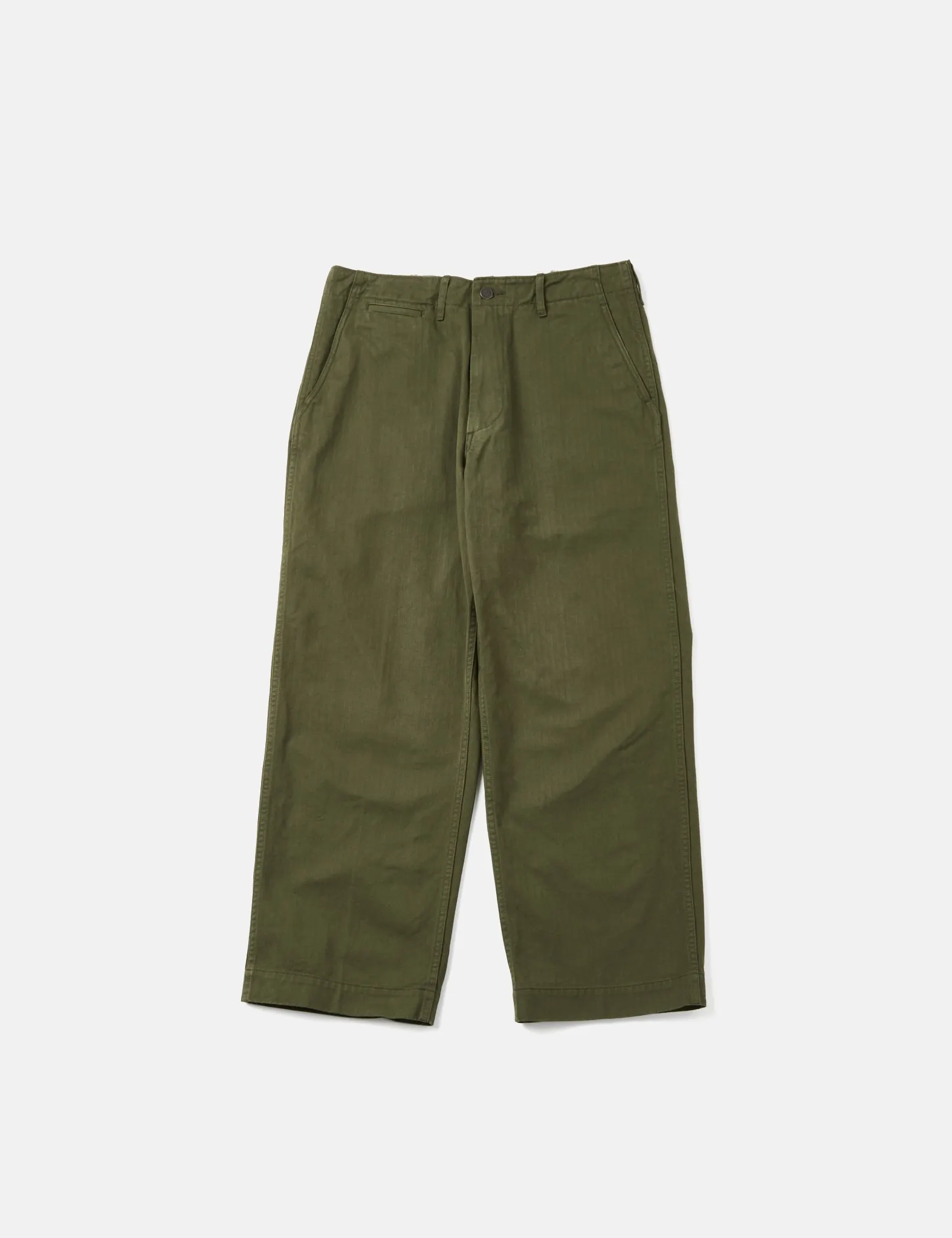Beams Plus MIL Trousers (Herringbone) - Olive Green sold by Article London product image thumbnail 5