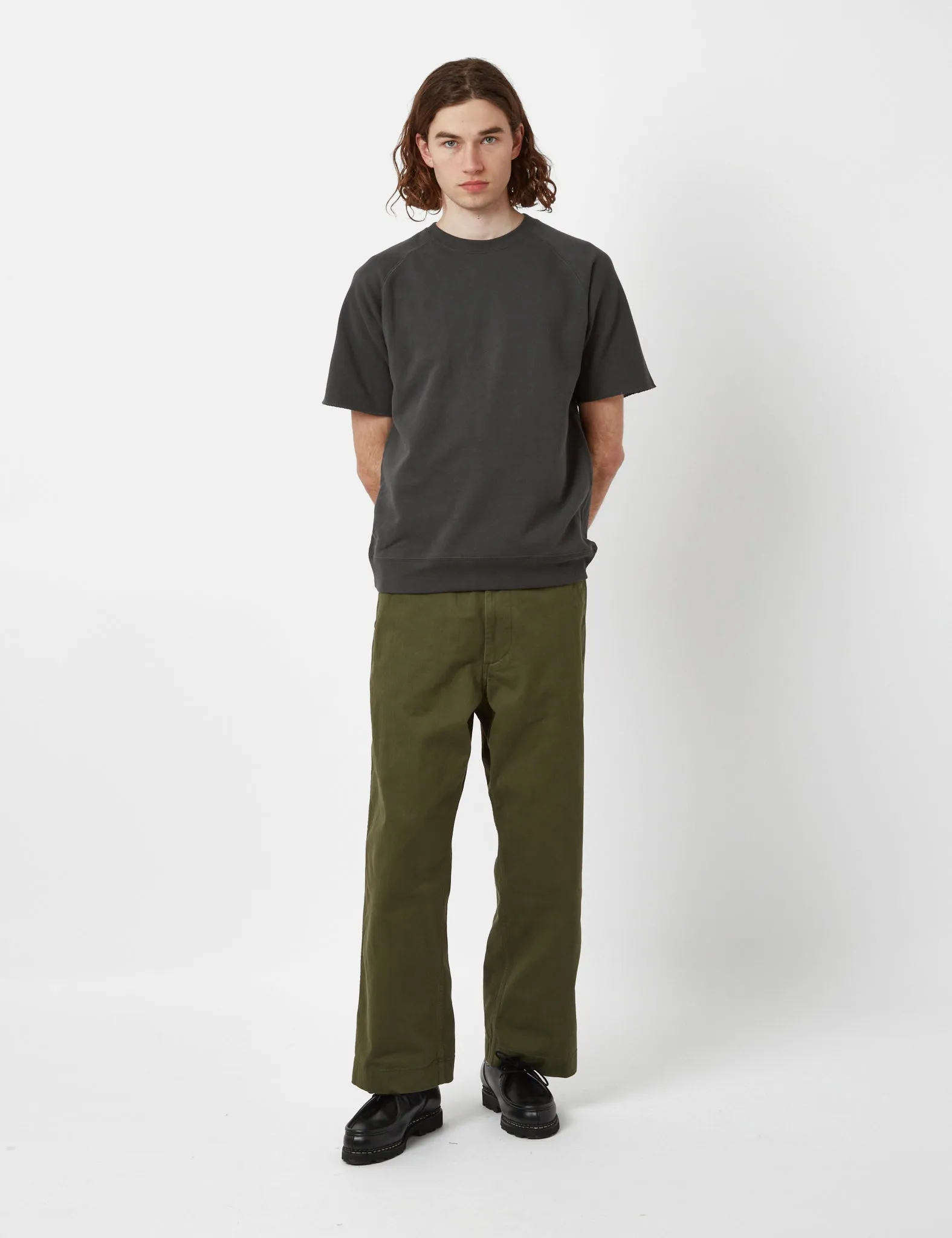 Beams Plus MIL Trousers (Herringbone) - Olive Green sold by Article London product image thumbnail 3