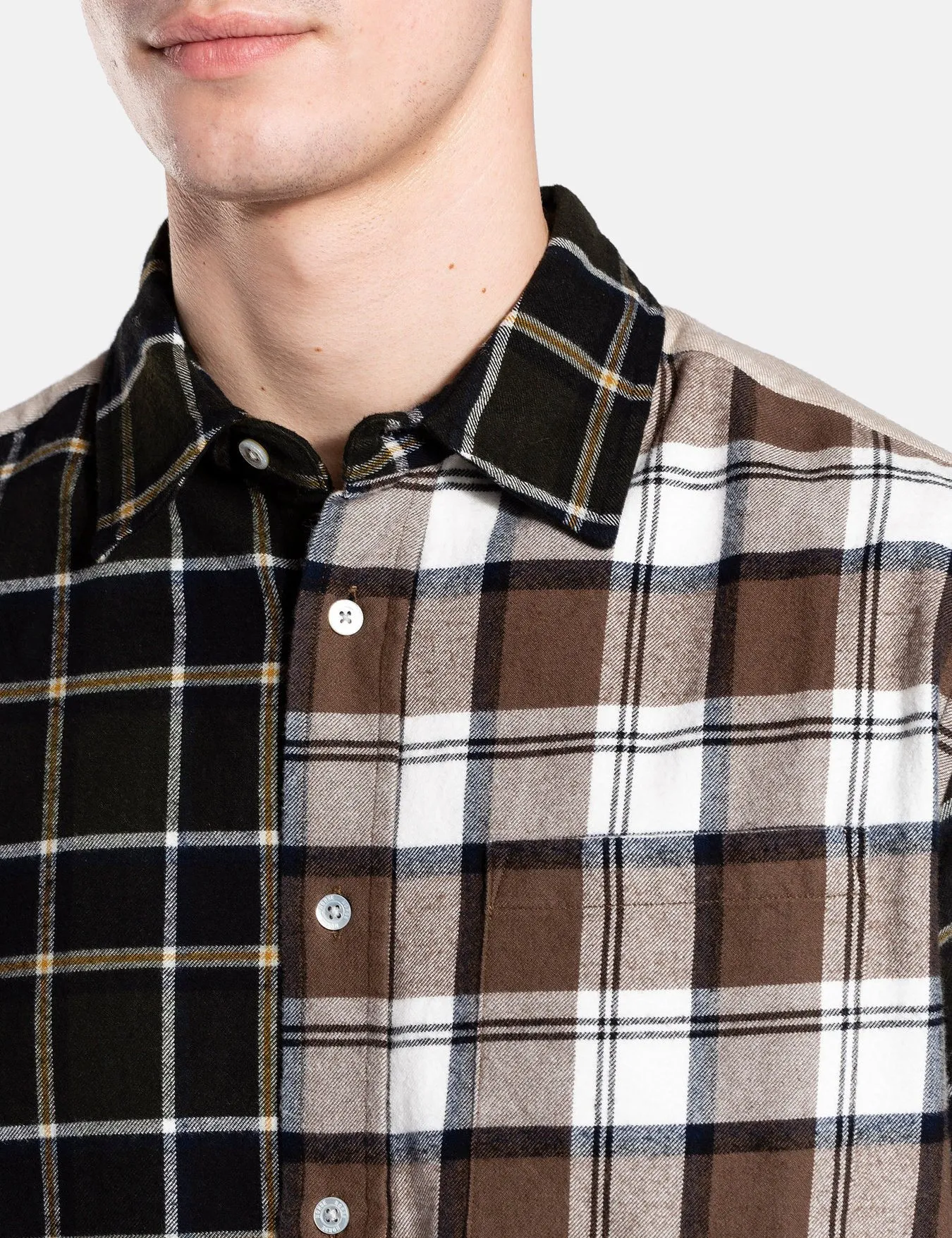 Norse Projects Algot Mixed Flannel Check Shirt - Beech Green sold by Article London product image thumbnail 2