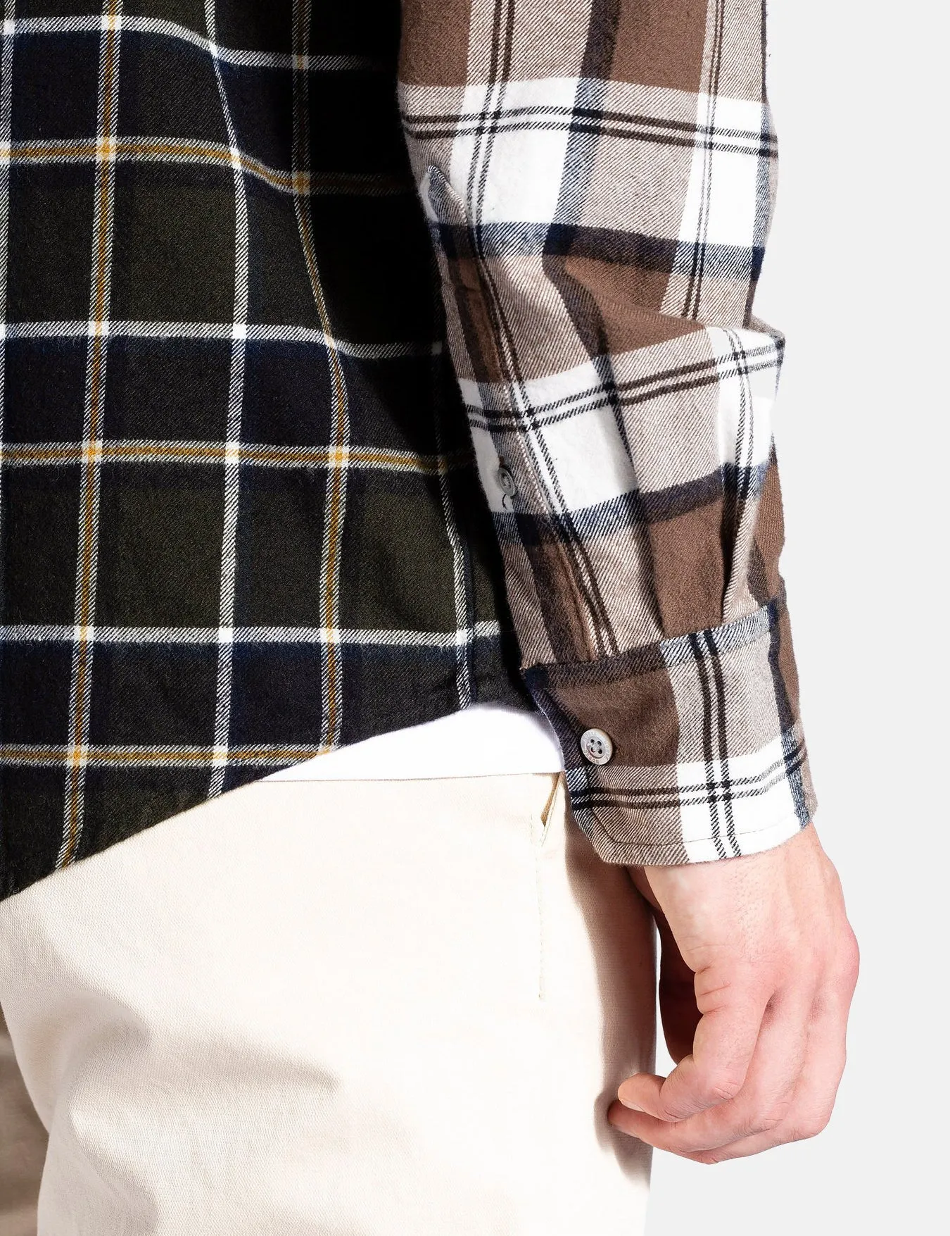 Norse Projects Algot Mixed Flannel Check Shirt - Beech Green sold by Article London product image thumbnail 3