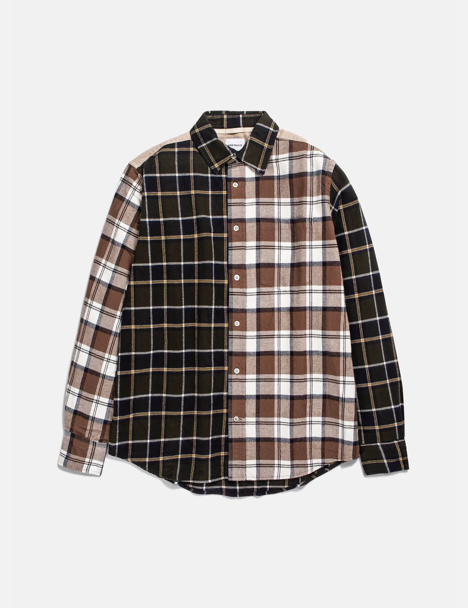 Norse Projects Algot Mixed Flannel Check Shirt - Beech Green sold by Article London product image thumbnail 4