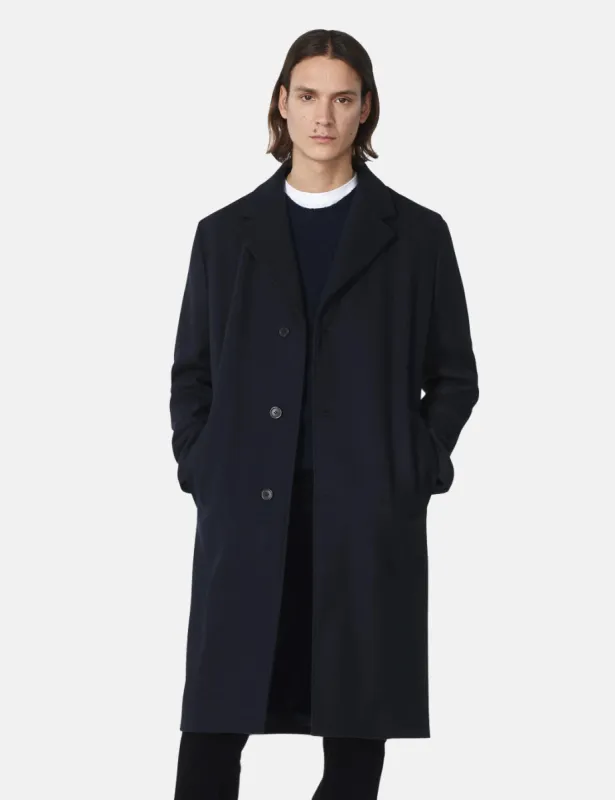 A.P.C. Sacha Coat (Woolen Cloth) - Navy Blue sold by Article London