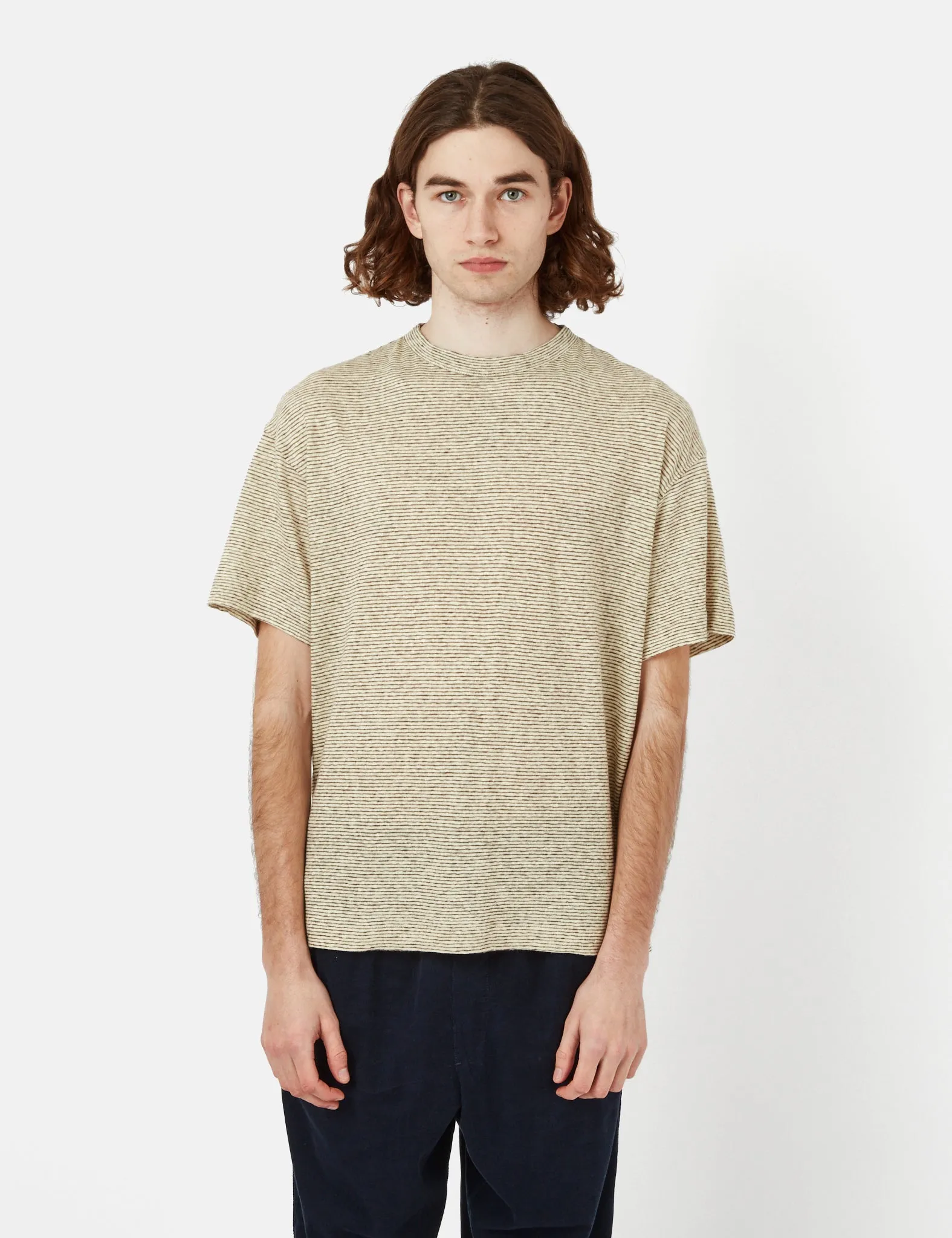 YMC Triple T-Shirt - Ecru/Brown sold by Article London