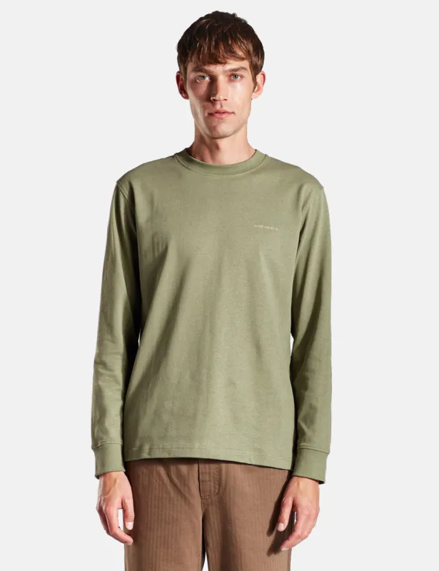 Norse Projects Johannes Heavy Logo Long Sleeve T-Shirt - Linden Green made by Norse Projects