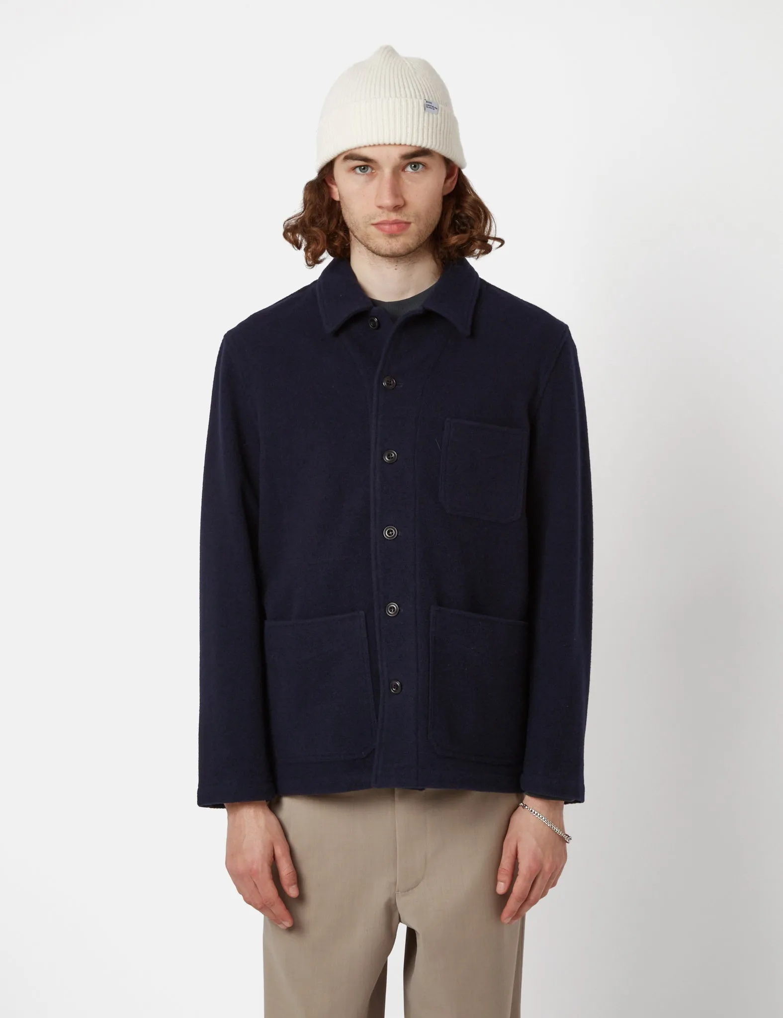 Bhode Chore Jacket (Wool) - Navy Blue sold by Article London