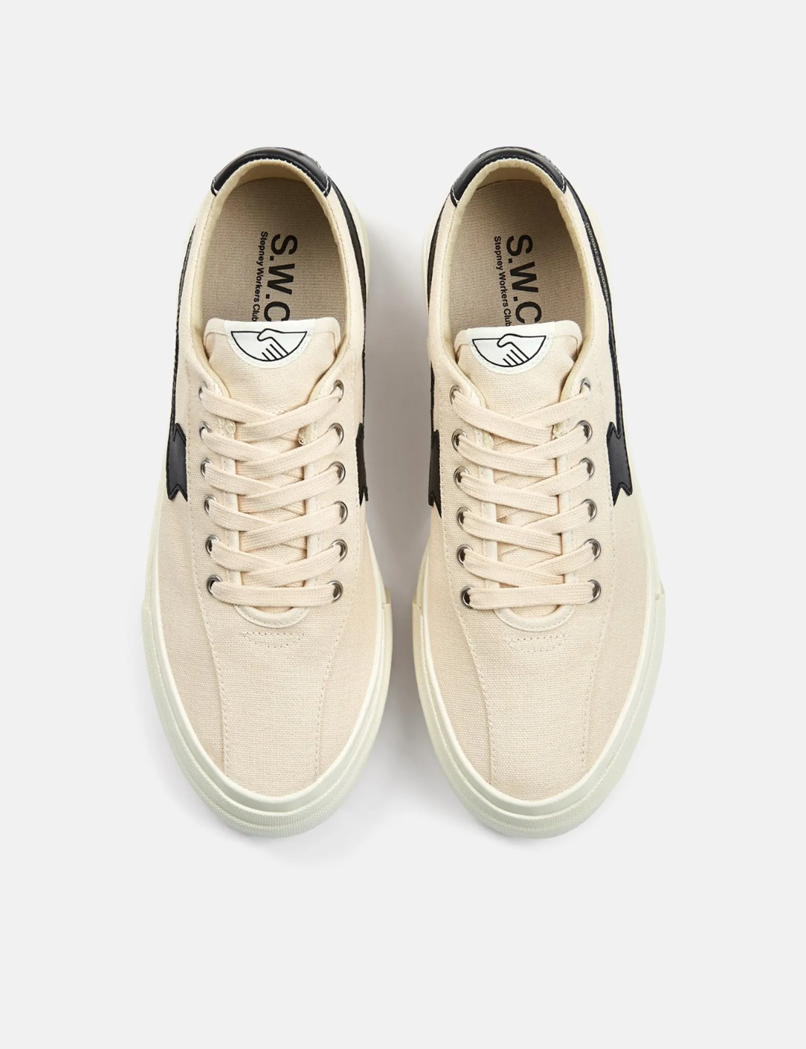 Stepney Workers Club Dellow S-Strike Trainers (Canvas) - Ecru/Black sold by Article London product image thumbnail 4