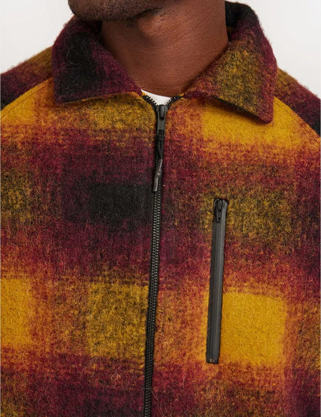 Percival Check Fleece Jacket (Wool) - Yellow Multi sold by Article London product image thumbnail 2