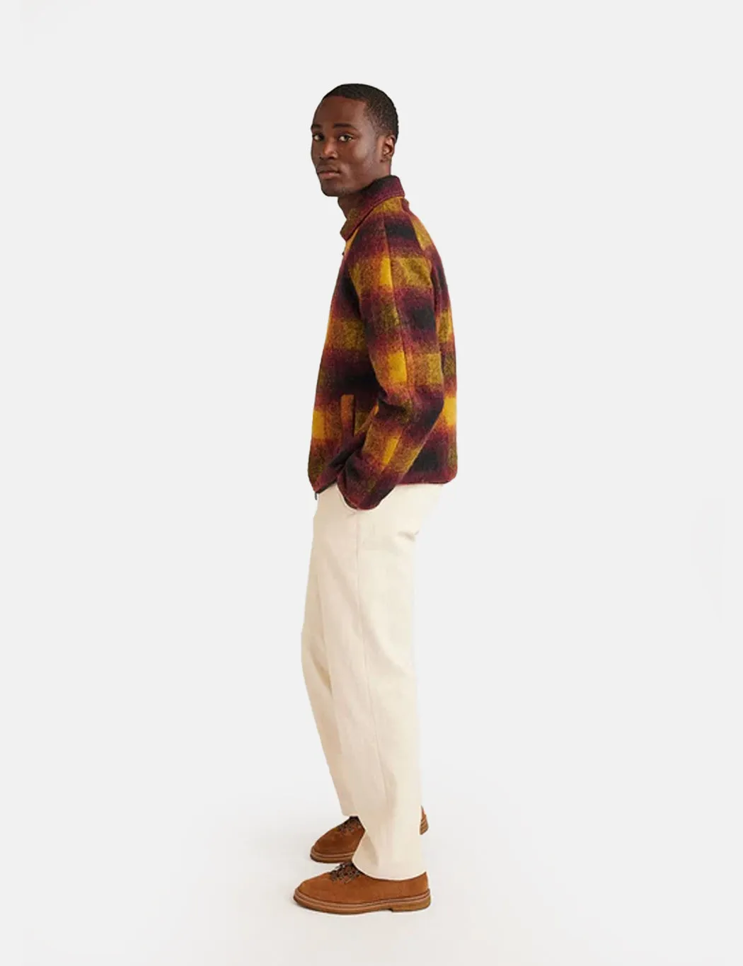 Percival Check Fleece Jacket (Wool) - Yellow Multi sold by Article London product image thumbnail 3