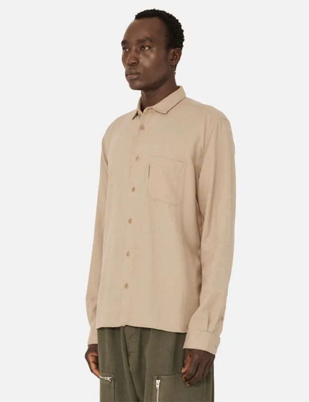 YMC Curtis Shirt (Brushed Twill) - Camel Brown sold by Article London