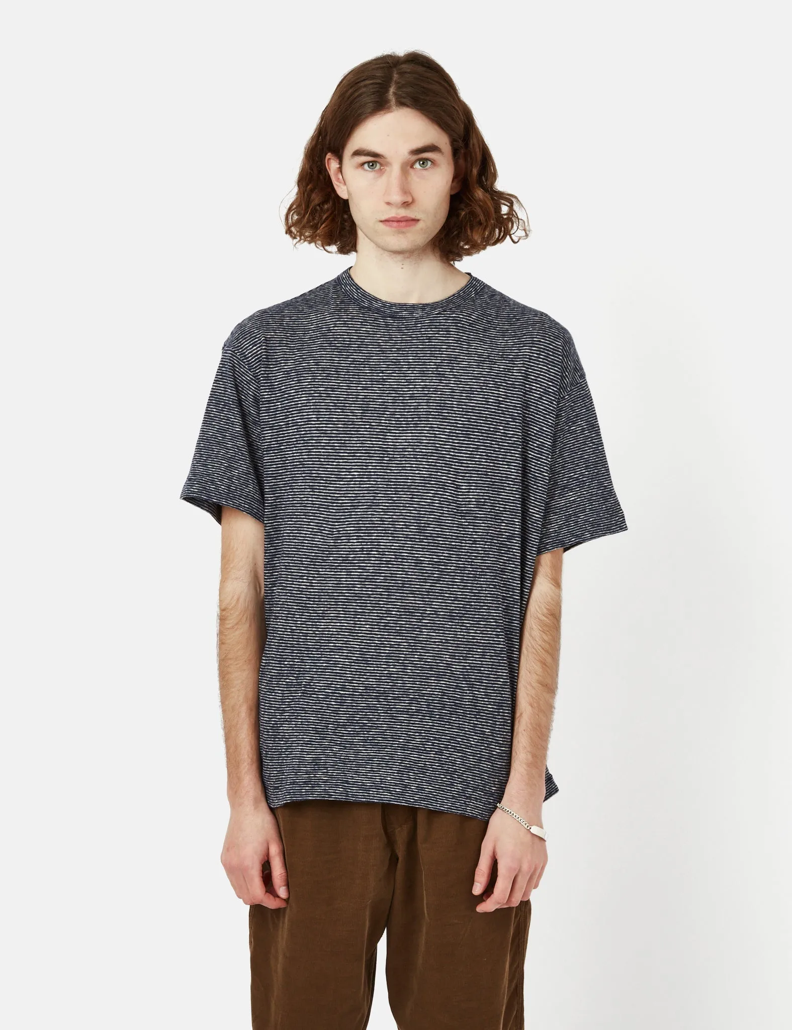 YMC Triple T-Shirt - Ecru/Navy sold by Article London