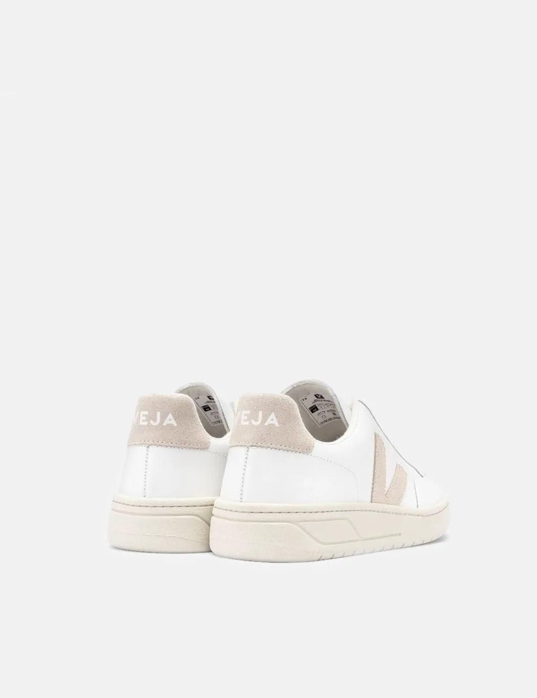 Womens Veja V-12 Leather Trainers - Extra White/Sable sold by Article London product image thumbnail 4