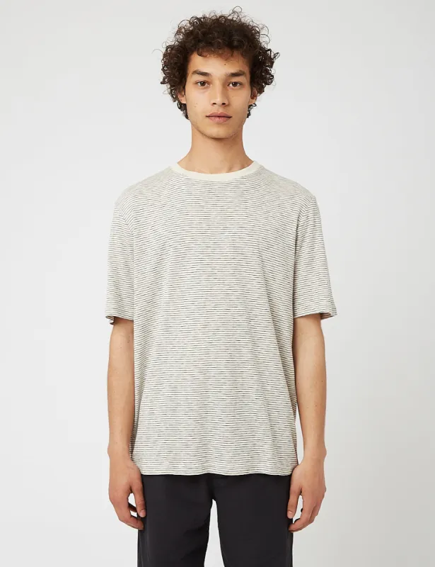 Folk Fine Stripe T-Shirt - Ecru/Navy Blue sold by Article London