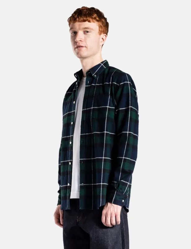Norse Projects Anton Brushed Flannel Shirt -  Black Watch Check sold by Article London