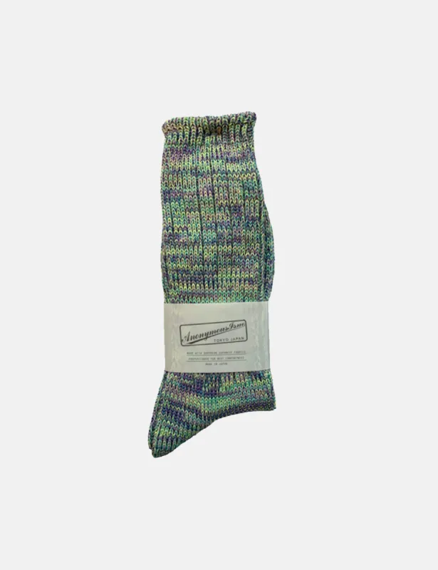 Anonymous Ism 5 Colour Mix Crew Socks - Mint sold by Article London