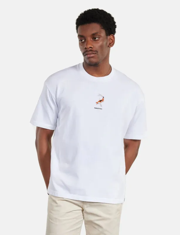Percival Koi Carp Oversized Auxiliary T Shirt (Organic Cotton) - White sold by Article London