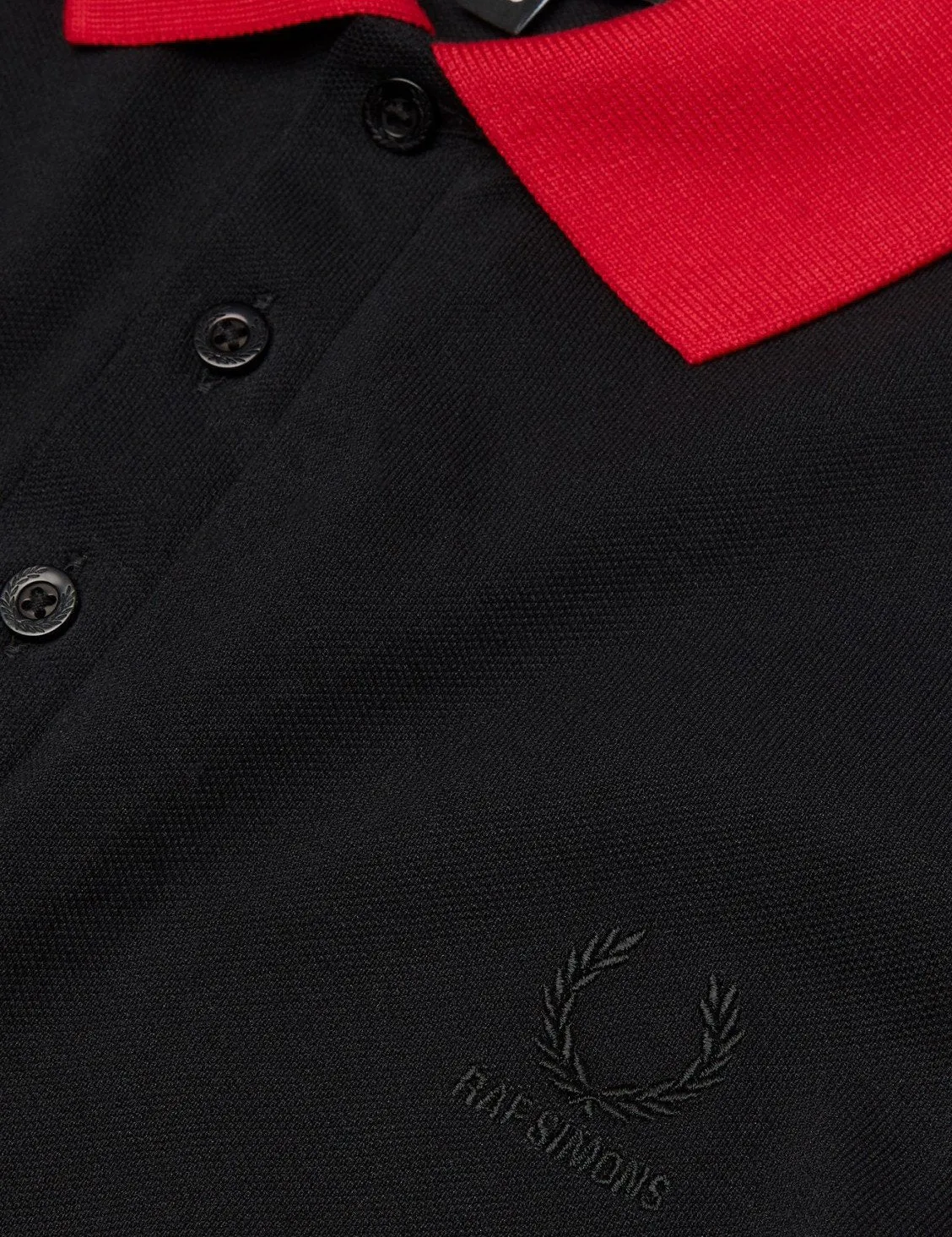 Fred Perry x Raf Simons Tipped Cuff Pique Shirt - Black sold by Article London product image thumbnail 4