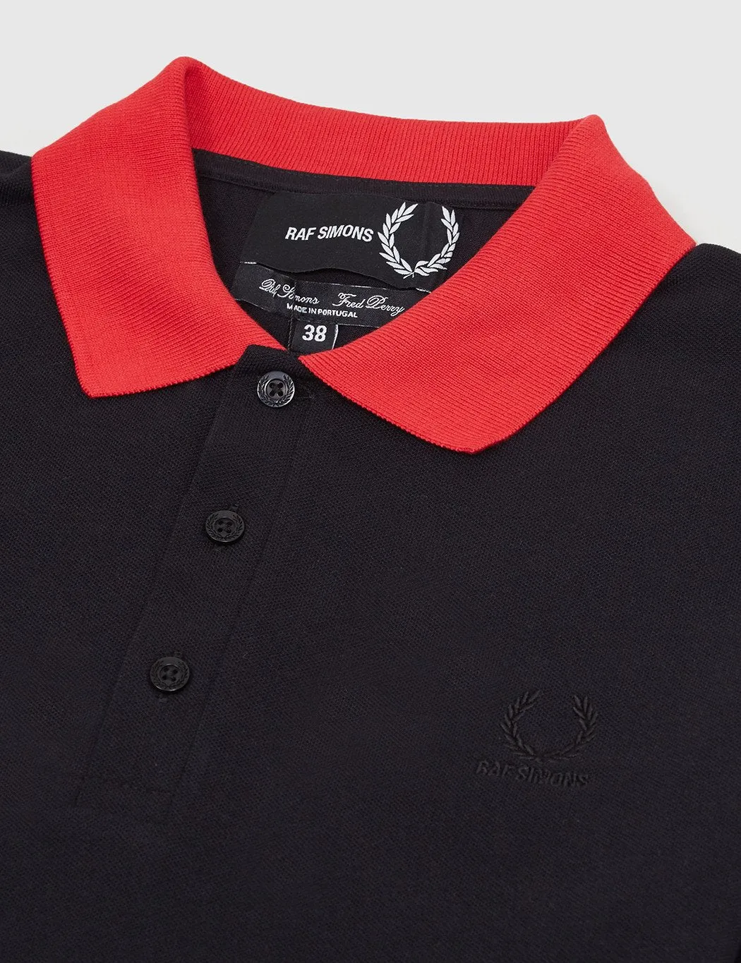 Fred Perry x Raf Simons Tipped Cuff Pique Shirt - Black sold by Article London product image thumbnail 5