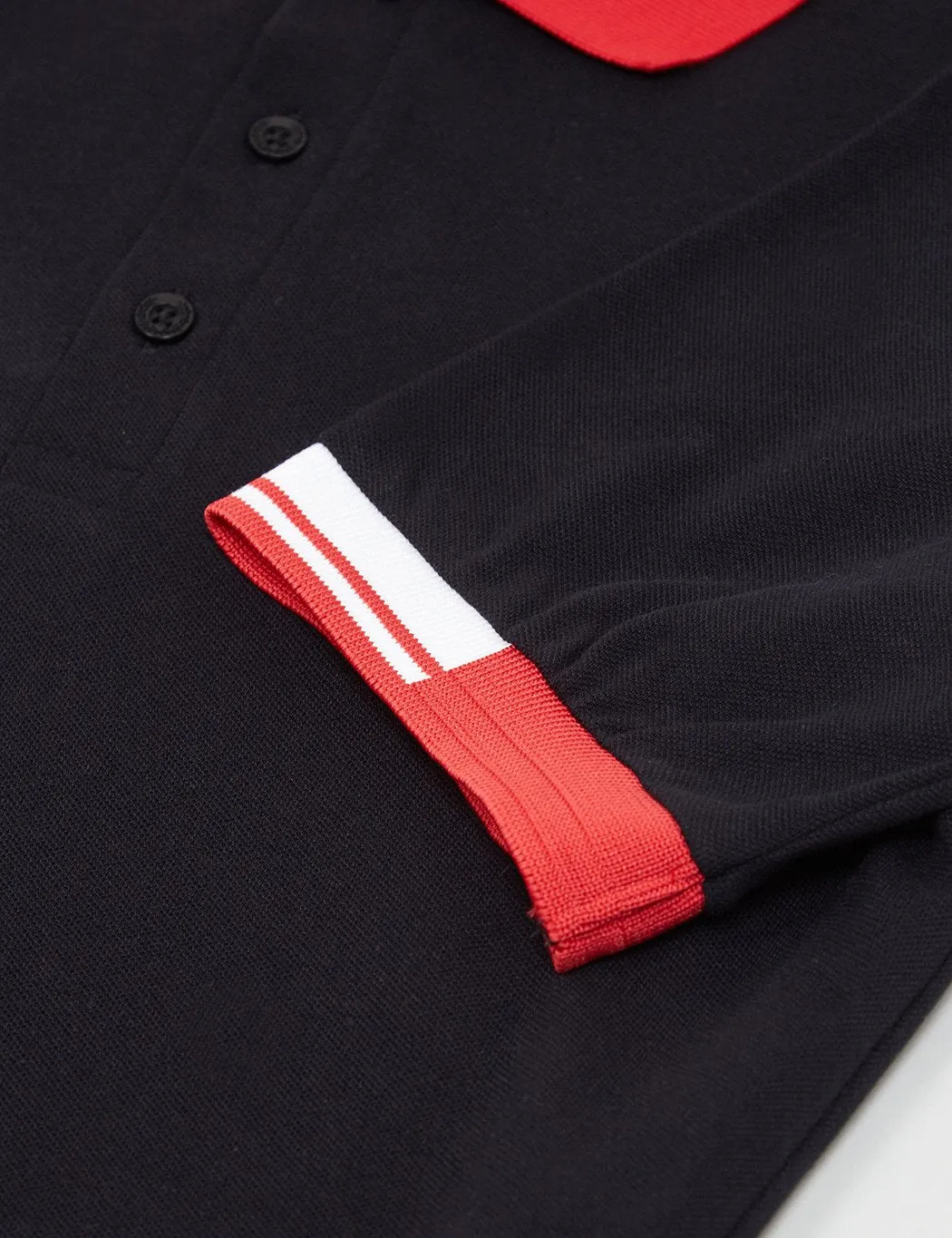 Fred Perry x Raf Simons Tipped Cuff Pique Shirt - Black sold by Article London product image thumbnail 2