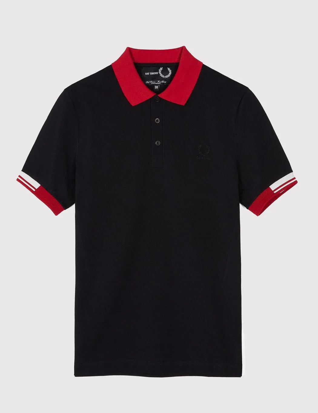 Fred Perry x Raf Simons Tipped Cuff Pique Shirt - Black sold by Article London product image thumbnail 3