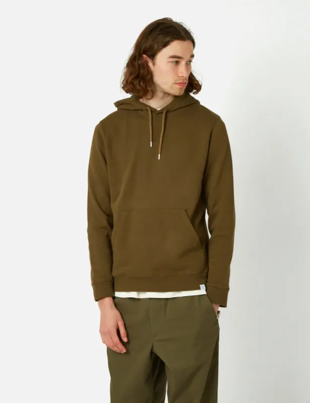 Norse Projects Vagn Classic Hooded Sweatshirt - Dark Olive Green sold by Article London