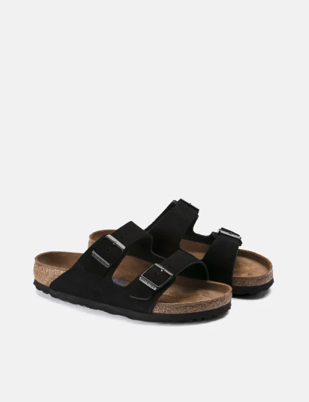 Birkenstock Arizona Suede Leather (Regular, Soft Footbed) - Black sold by Article London