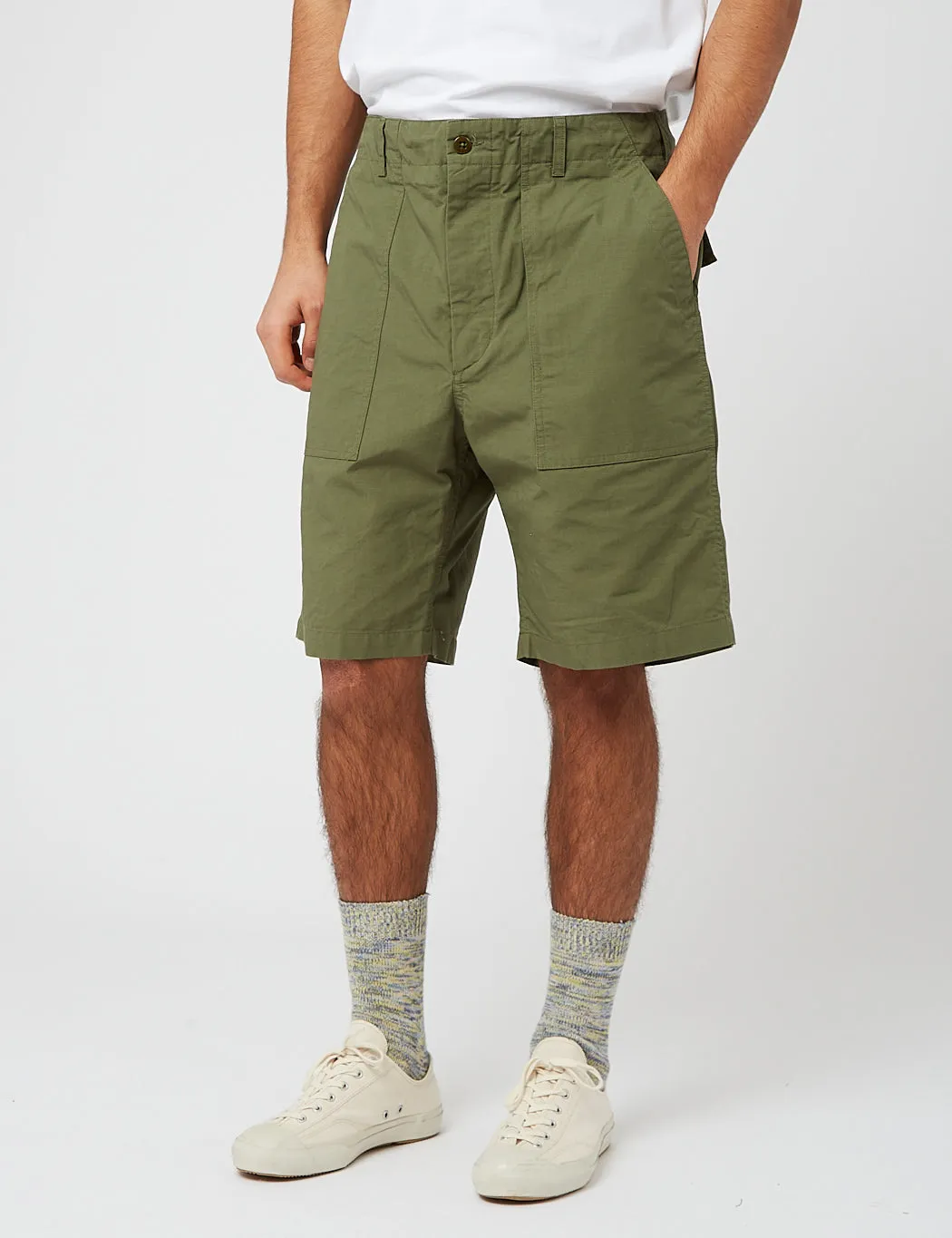 Engineered Garments Fatigue Shorts (Ripstop) - Olive Green