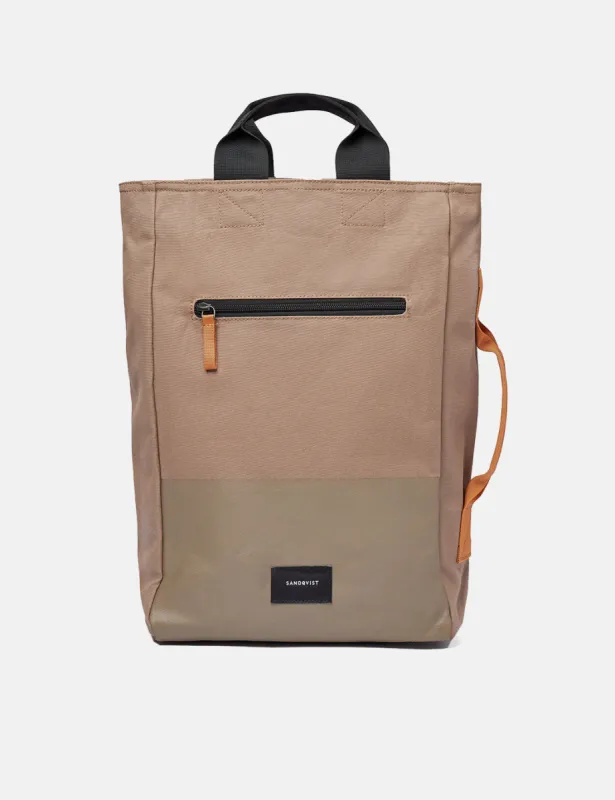 Sandqvist Tony Tote Backpack (Vegan) - Fossil/Orange sold by Article London