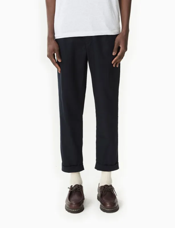Beams Plus 1 Pleat Trousers (Cotton Twill) - Navy Blue sold by Article London