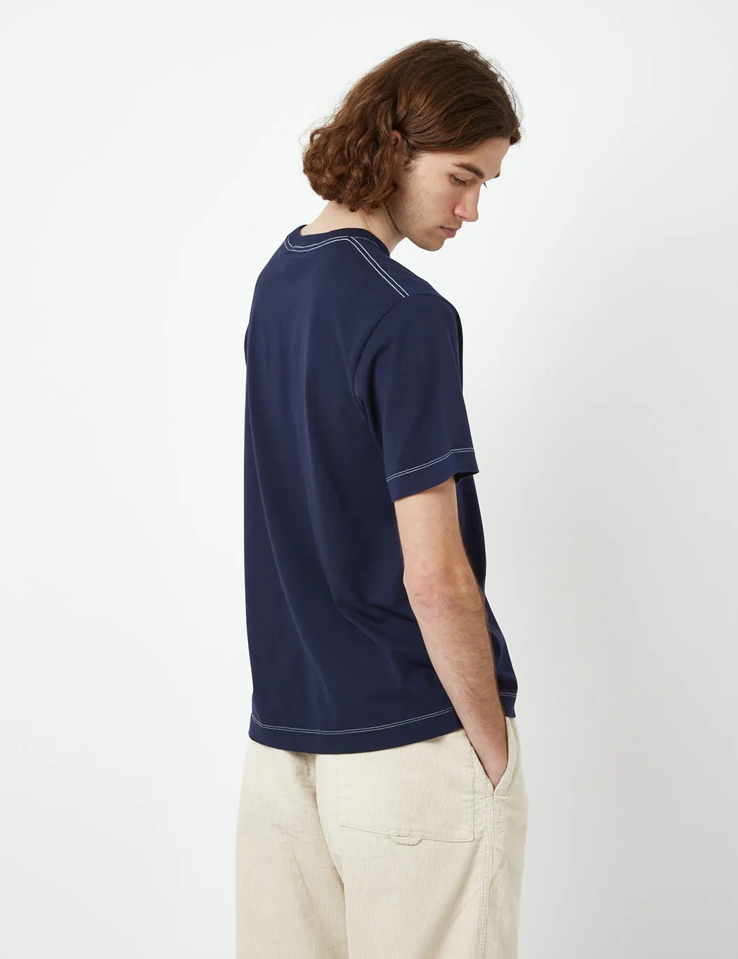 Bhode Contrast Stitch Pocket T-Shirt (Organic) - Peacoat Blue sold by Article London product image thumbnail 3