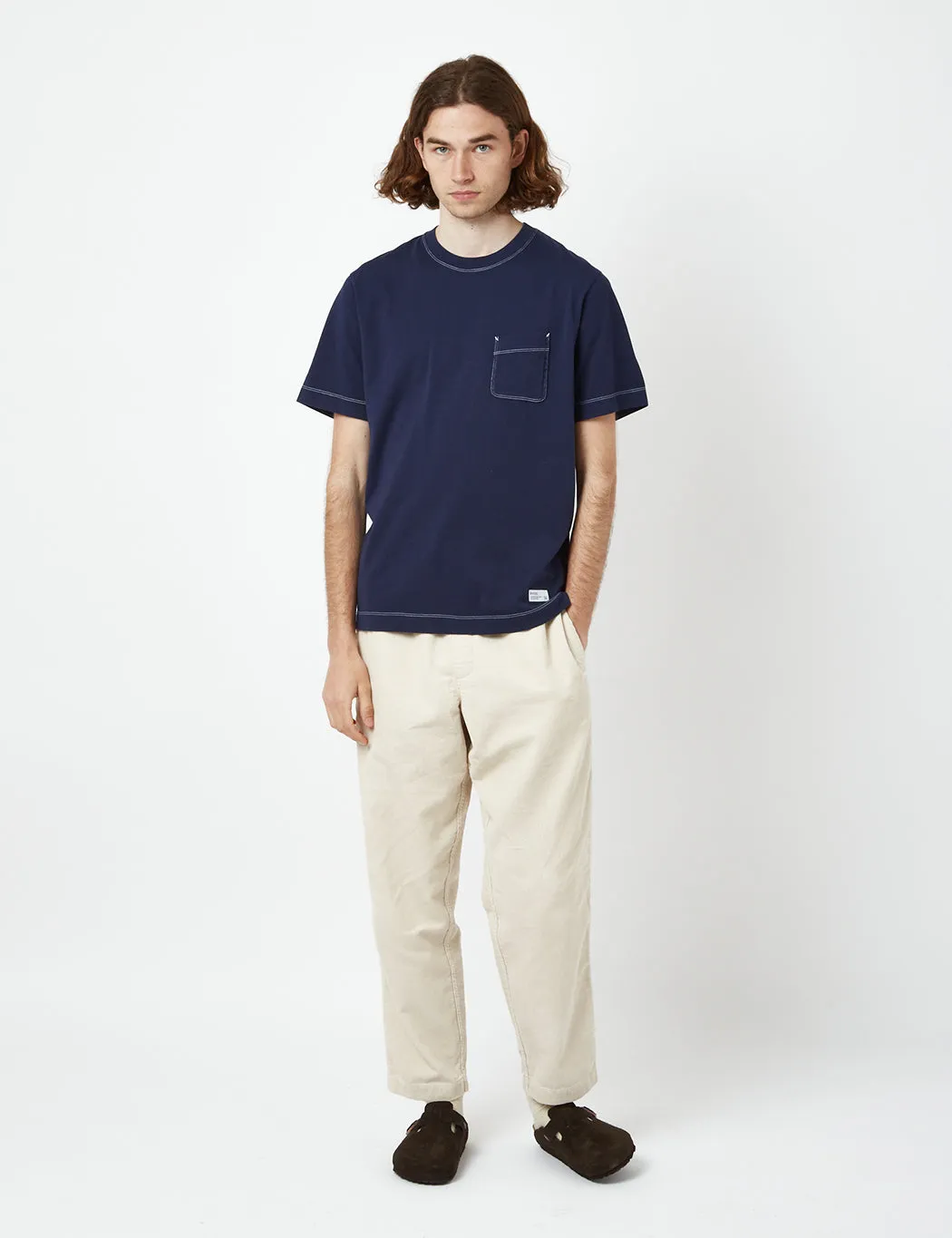 Bhode Contrast Stitch Pocket T-Shirt (Organic) - Peacoat Blue sold by Article London product image thumbnail 4
